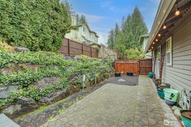 view of patio / terrace with a gate and a fenced backyard