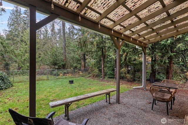 view of patio featuring a fenced backyard and a pergola