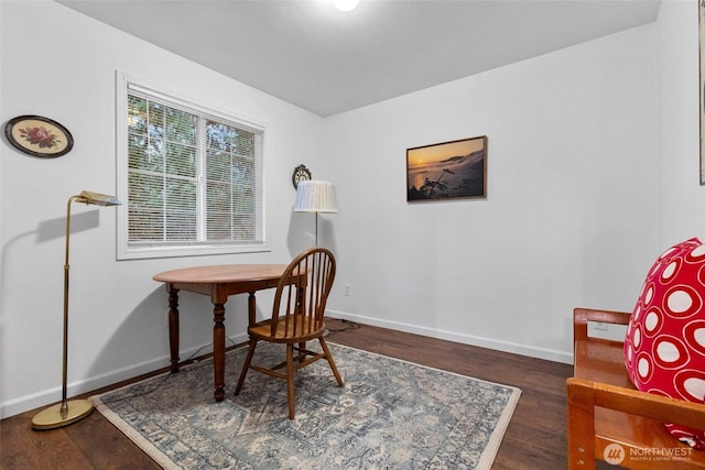 office with baseboards and wood finished floors