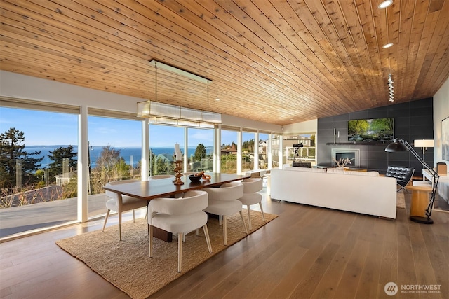 sunroom / solarium with vaulted ceiling and wood ceiling