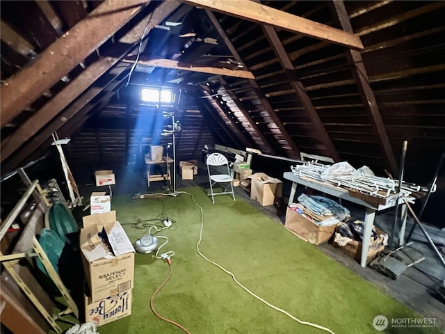 view of unfinished attic