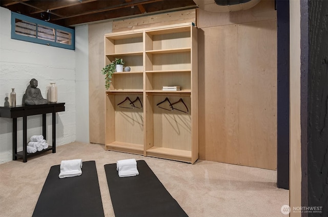 workout room with carpet