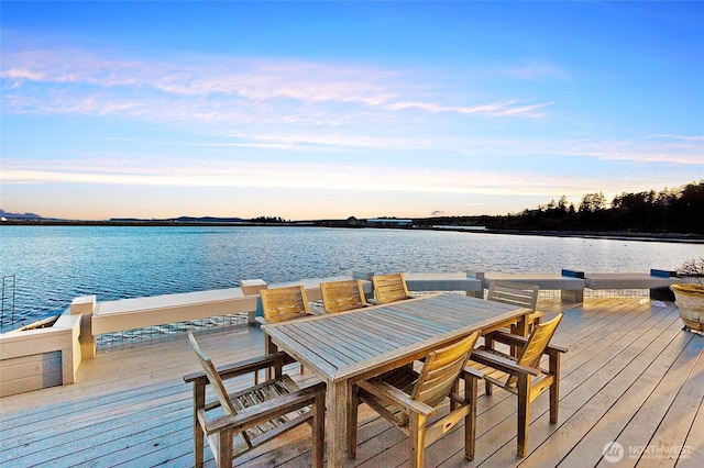 view of dock featuring a water view