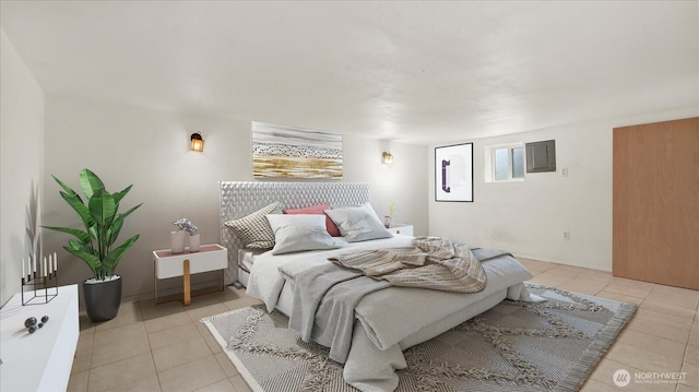 bedroom with light tile patterned flooring