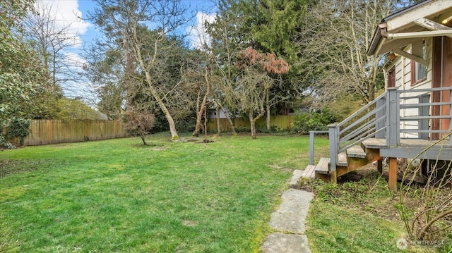 view of yard featuring a fenced backyard