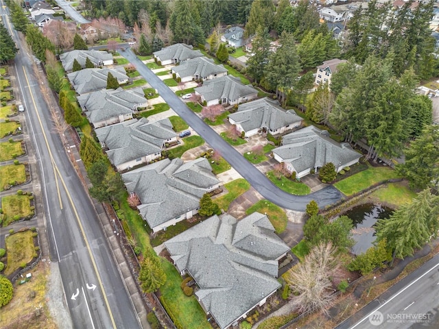 drone / aerial view with a residential view