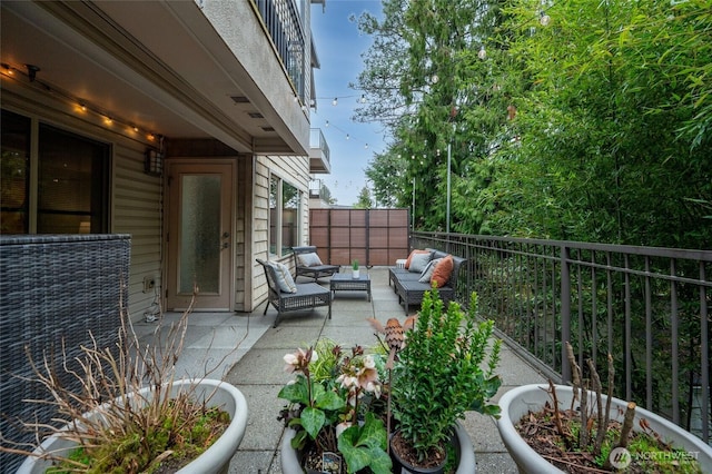 view of patio with an outdoor living space