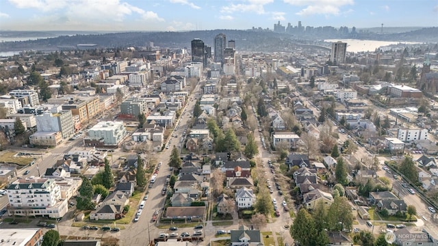 aerial view with a city view