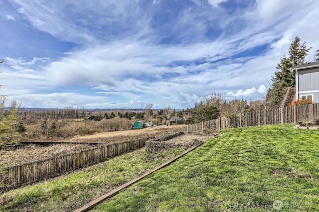 view of yard featuring a fenced backyard