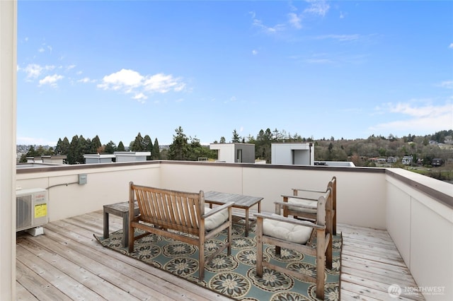 wooden terrace with ac unit