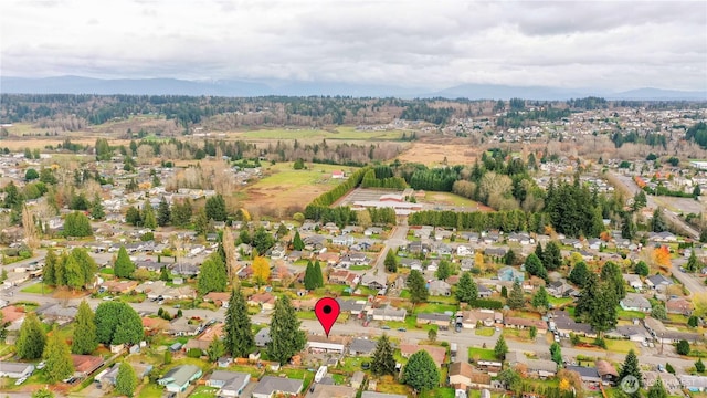 aerial view featuring a residential view and a mountain view