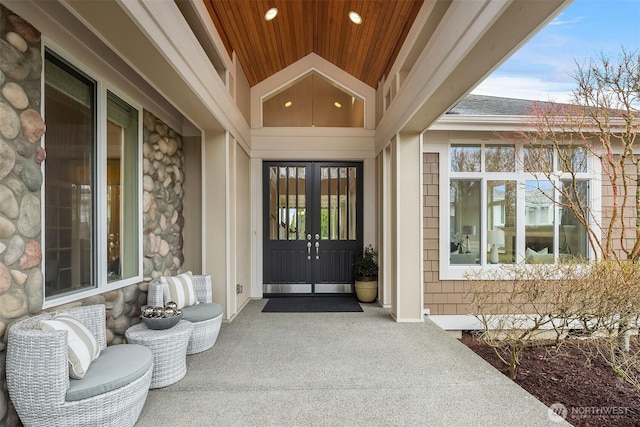 view of exterior entry with french doors