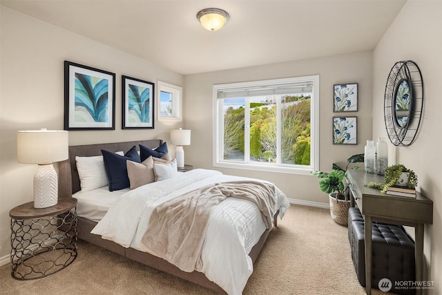 bedroom featuring baseboards and carpet floors