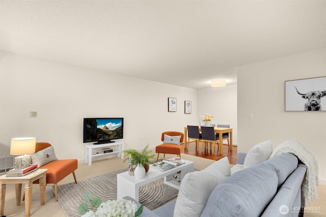 living area featuring carpet floors