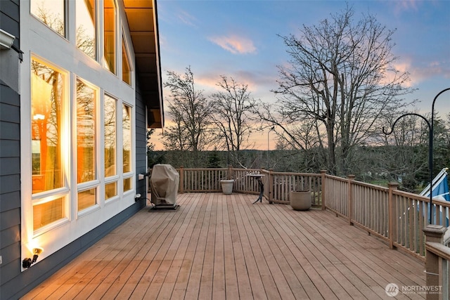 deck featuring grilling area