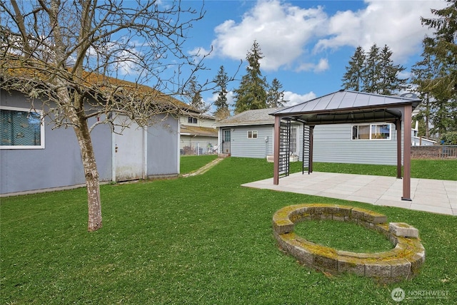 view of yard with a patio area and a gazebo