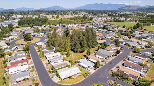 aerial view with a residential view and a mountain view