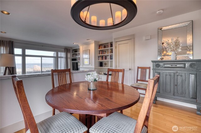 dining room featuring light wood finished floors