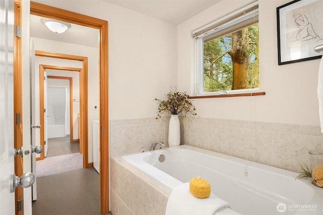 full bathroom featuring a garden tub