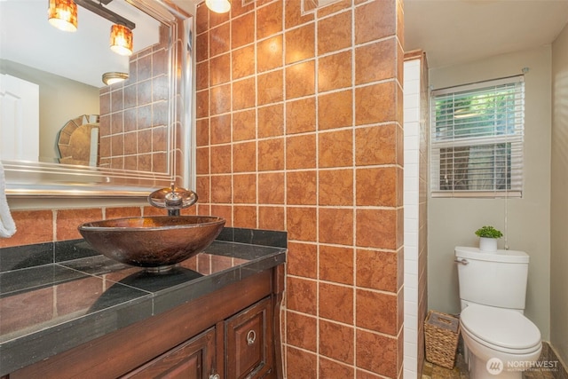 bathroom with toilet and vanity