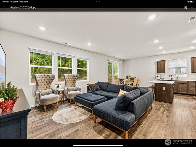 5609 151st Street Ct E, Puyallup, WA 98375 - living area featuring light wood-style flooring and recessed lighting