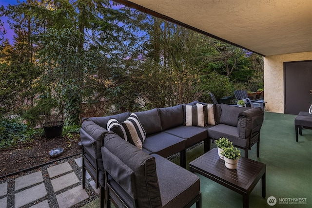 view of patio featuring an outdoor living space