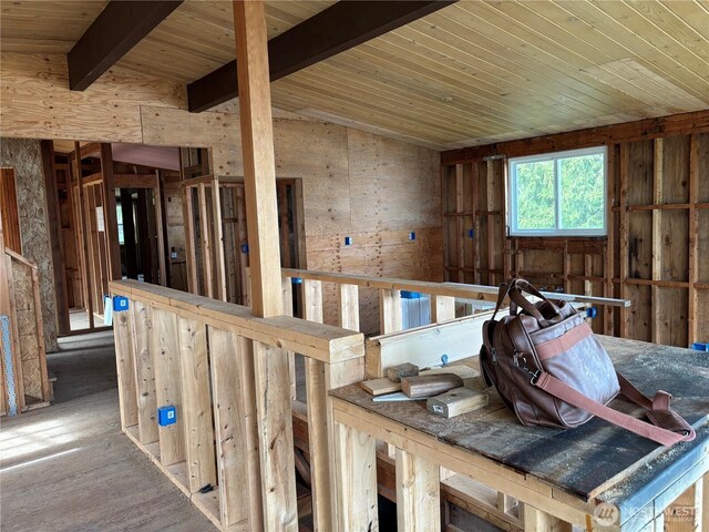 2459 Bretland Rd, Camano Island, WA 98282 - misc room with lofted ceiling with beams, wood ceiling, and wood finished floors