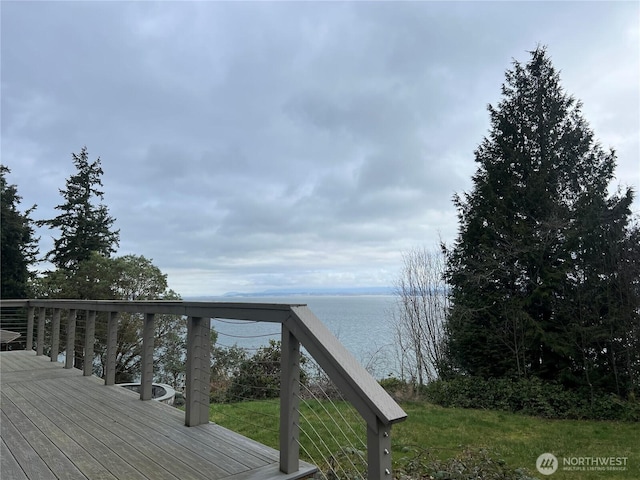 deck with a water view