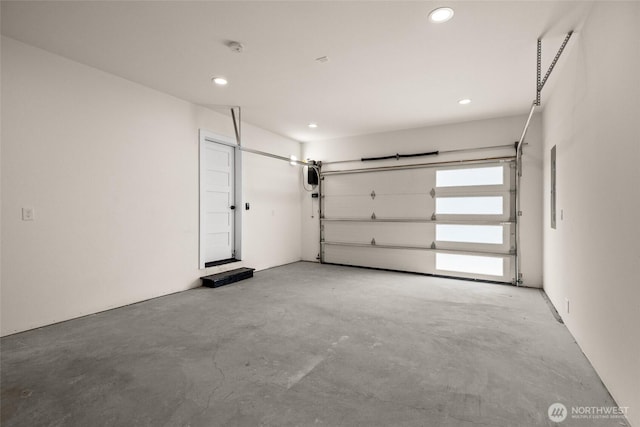 garage with recessed lighting