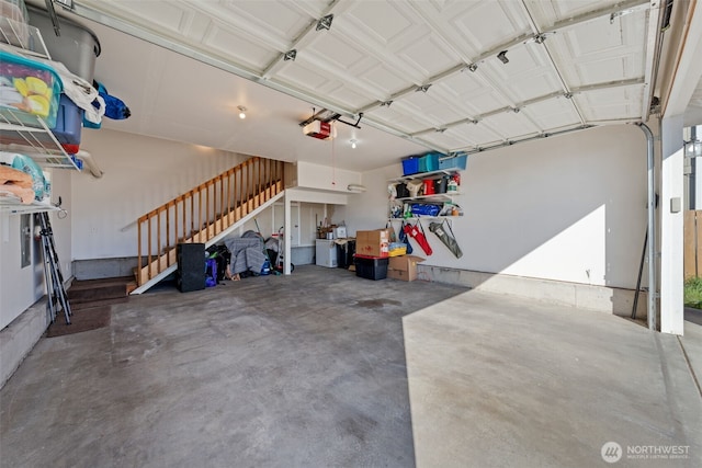 garage with a garage door opener