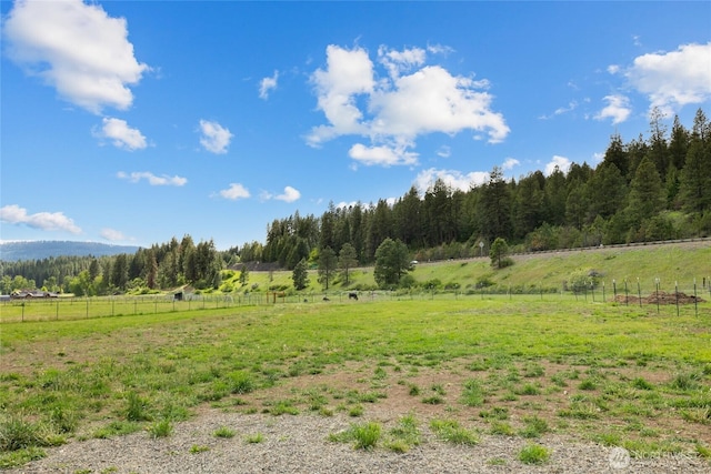 view of landscape with a rural view and a view of trees