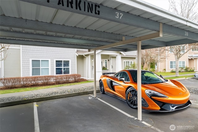 view of covered parking lot