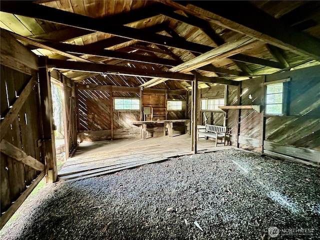 view of unfinished attic