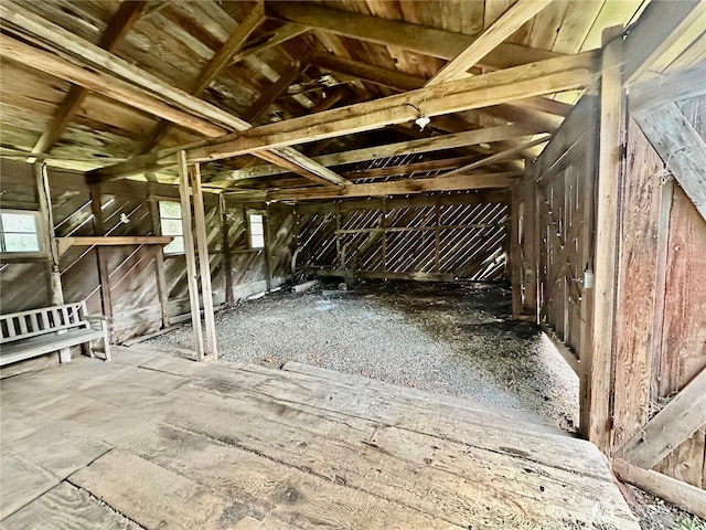 view of unfinished attic