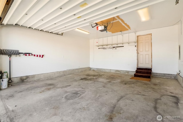 garage with a garage door opener