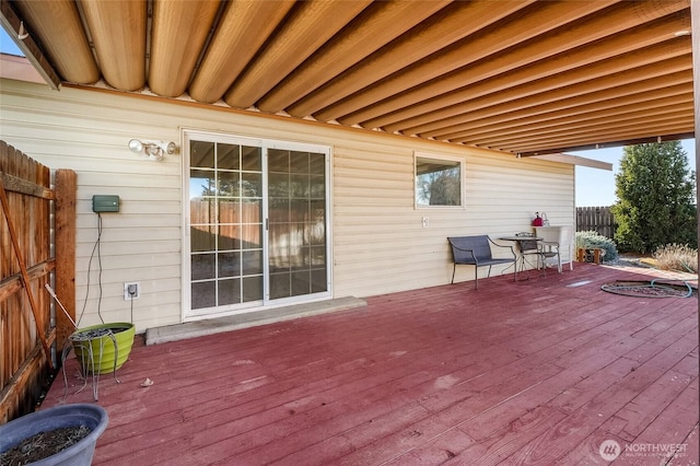 deck featuring fence