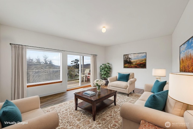 living area with light wood-type flooring