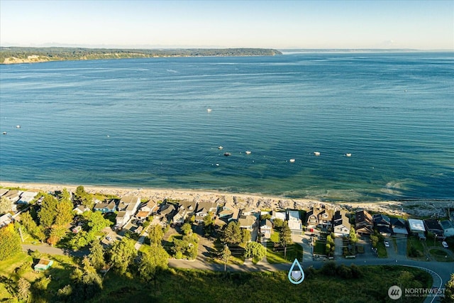 bird's eye view featuring a residential view and a water view