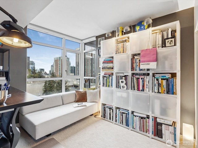 sitting room with a view of city