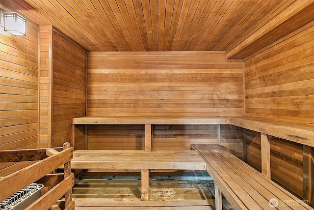 view of sauna