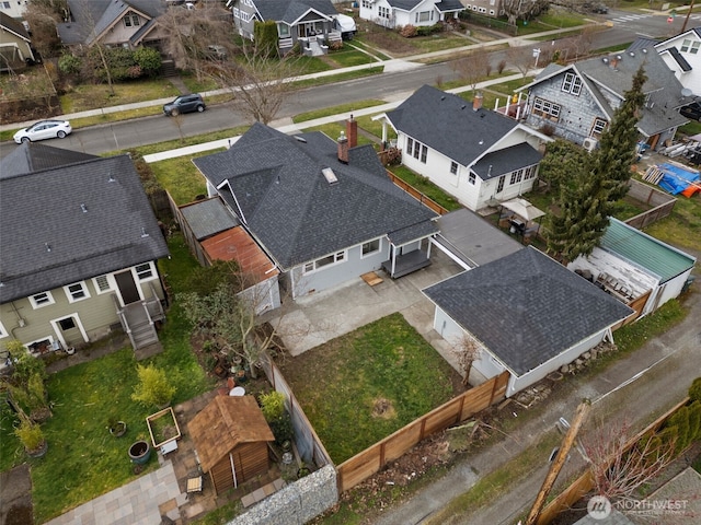 bird's eye view with a residential view