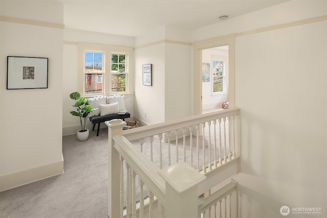 interior space featuring carpet flooring and baseboards