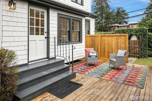 wooden terrace with fence