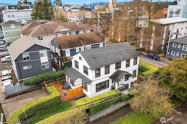 bird's eye view with a residential view