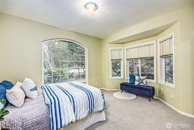 bedroom featuring carpet floors and baseboards