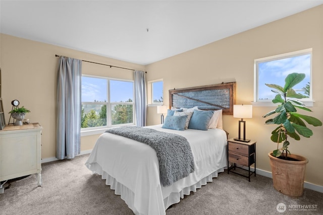 carpeted bedroom with baseboards