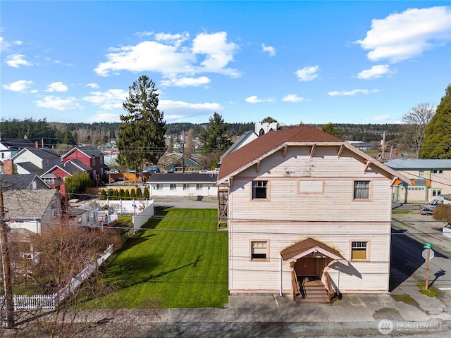 aerial view with a residential view