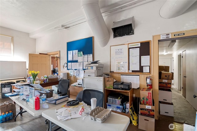 office with concrete floors