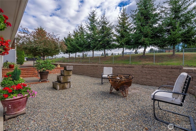 view of yard featuring a patio area and fence