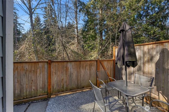 view of patio / terrace with fence and outdoor dining area